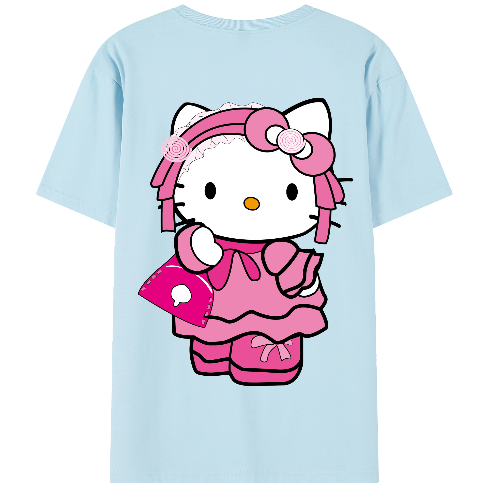（画像用） Hello Kitty ハローキティ 綿100％半袖Tシャツ（背面プリント）